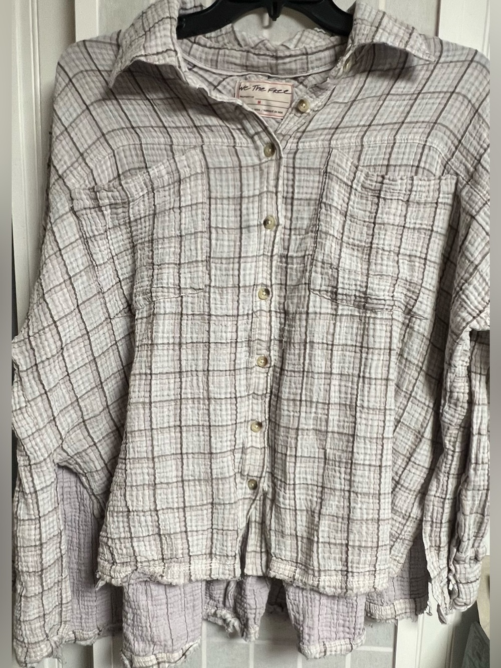 Free People We The Free Cardiff Plaid Tunic Shirt Top Gauzy Size Medium - Picture 5 of 7
